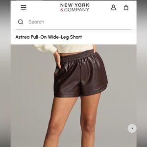 *NWT* New York & Company Gabrielle Union Astrea Brown Faux Leather Shorts Size L